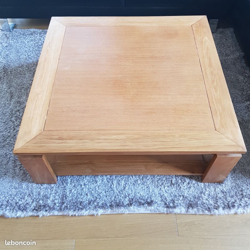 Table basse en bois double plateau 90x90cm BISHO (image 4)