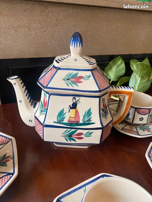 Théière et 6 tasses Henriot Quimper vintage (image 10)