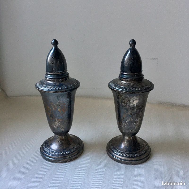 Salière Poivrière Argent Sterling Vintage Crown (US) (image 1)
