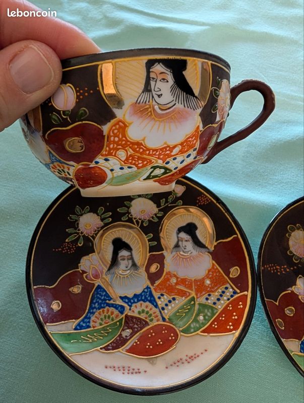 Service à Thé Satsuma 8 Pièces - Vaisselle Japonaise En Céramique - XIXe Siècle
