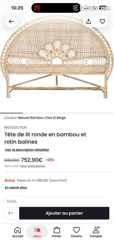 Tête de lit ronde rotin/bambou - La Redoute Recollection - 160cm (image 4)