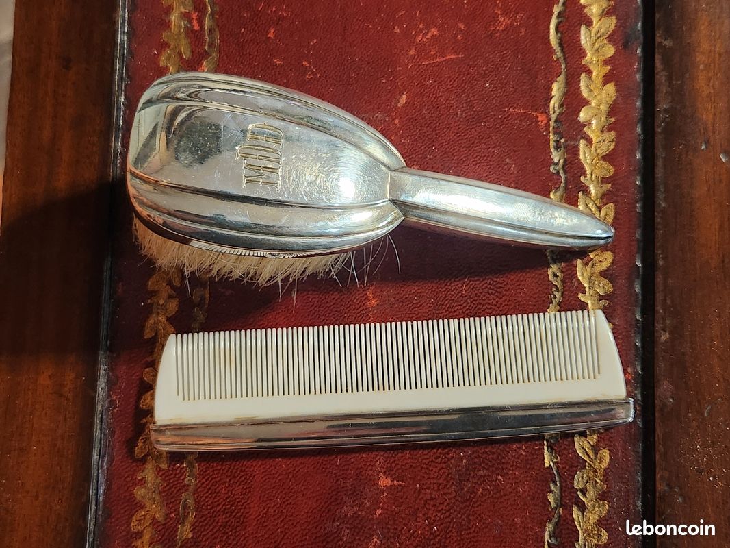 Widdop & Bingham Coffret Cadeau Naissance - Brosse Et Peigne Plaqué Argent - 16.2x8.2x5.6cm