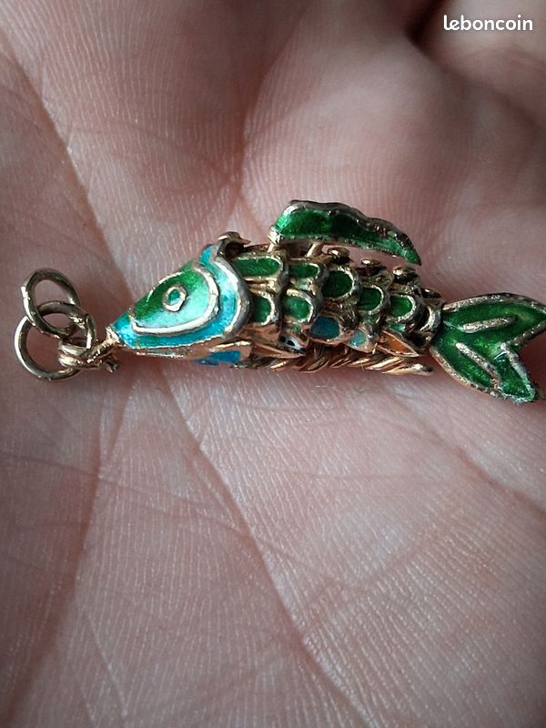 Pendentif Vintage Poisson Bleu - Bretelle à Clip Pour Homme, Neuf Avec étiquettes, Made In USA