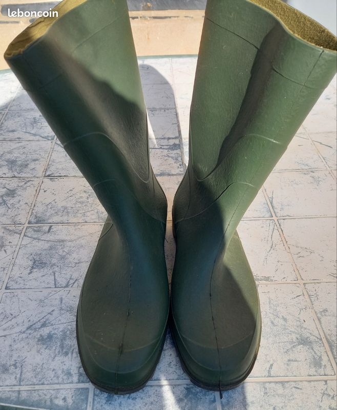 Bottes De Pluie Homme Caoutchouc Vertes Semelle Brun Pointures 41 à 46