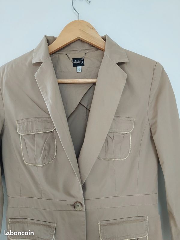Tailleur veste 38 et jupe 40 Maison 1 2 3 beige et doré (image 10)