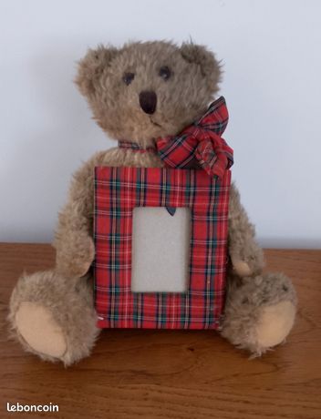 Ancienne peluche ours beige museau blanc