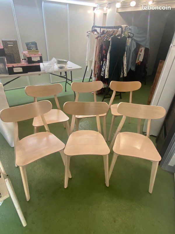 6 chaises en bois clair (image 3)