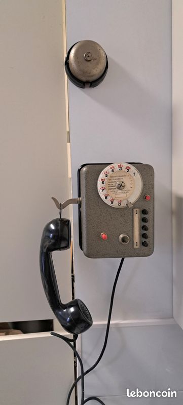 Téléphone mural ancien TÉLIC Strasbourg 1950s Métal gris (image 17)