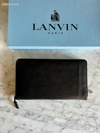 Portefeuille/Porte-monnaie Vintage LANVIN En Toile Et Cuir Noir - Occasion En Très Bon état