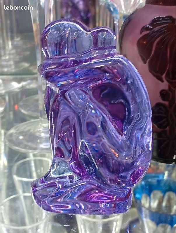 Sculpture en cristal teinté violine. Femme nue assise. Baccarat. R. Rigot. 1970's (image 16)