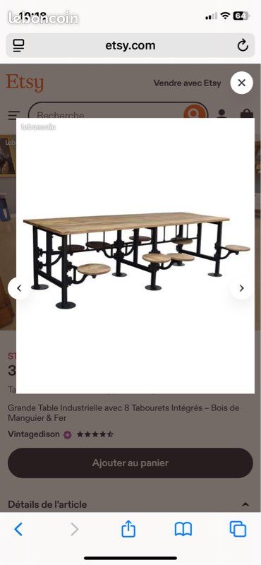 Table en fonte et bois (image 3)
