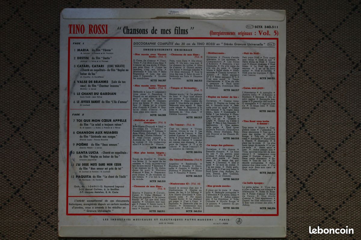 Tino Rossi – Disque 33 tours (image 2)