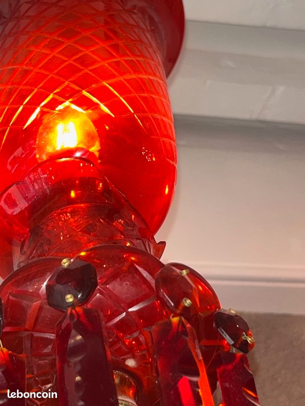 Ancien Lustre Rouge en verre (image 4)