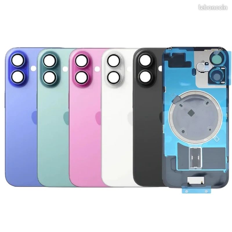 Vitres arrières iPhone 14 15 16 neuves logo toutes couleurs avec MagSafe et lentilles photos (image 3)