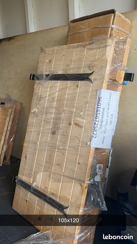 Volet battant sapin 2 vantaux H.105 x l.120 cm (image 2)