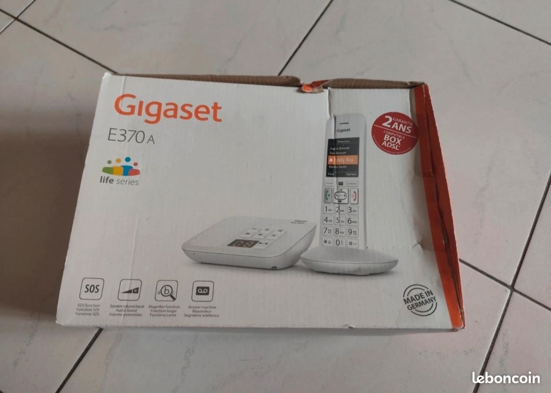 Téléphone fixe sans fil senior Gigaset E370A avec répondeur - Blanc (image 1)
