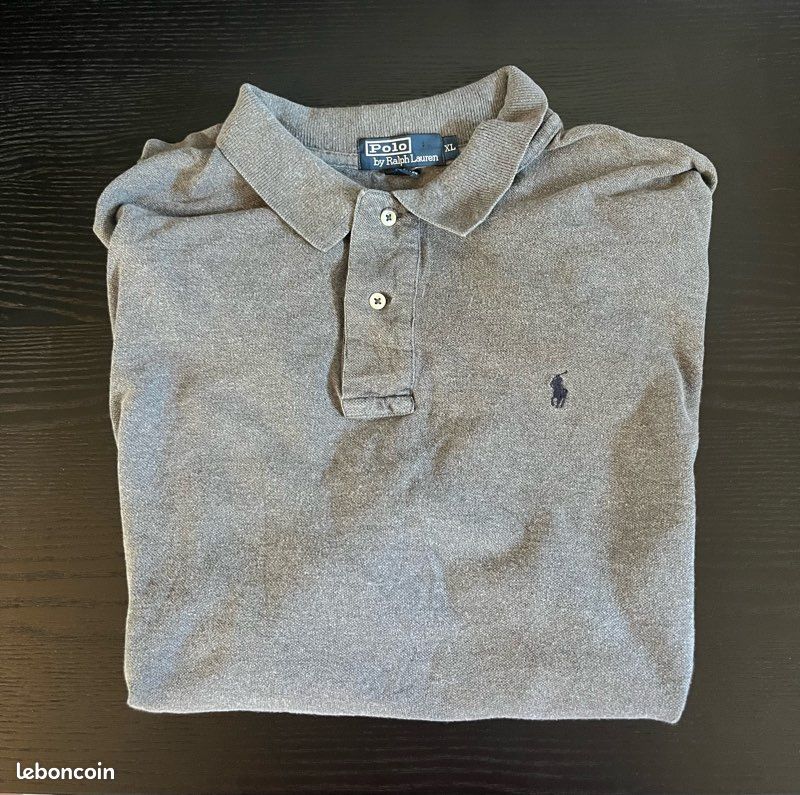 Polo Ralph Lauren gris unis taille XL en très bon état (image 1)