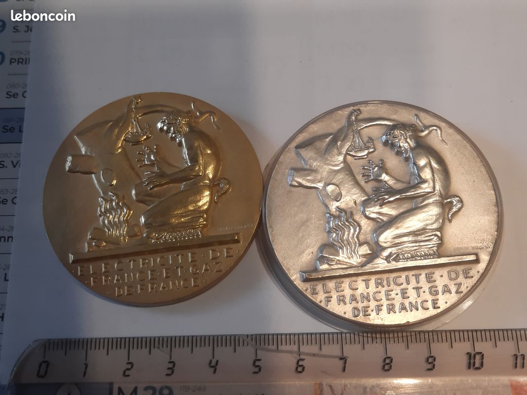 Ancienne Médaille Bronze EDF - Gaz De France - 20 Ans De Service - DROPSY