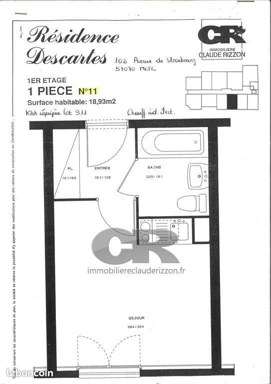 Appartement a louer metz - 1 pièce(s) - 19 m2 - Surfyn