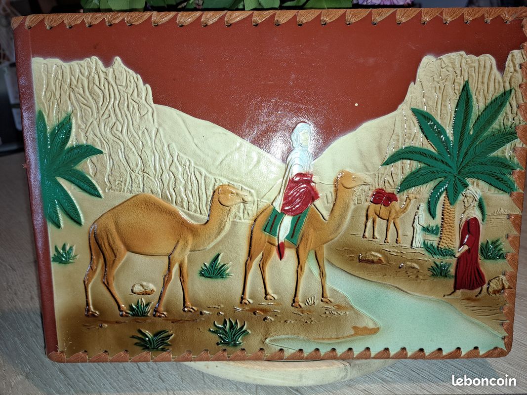 Album photo vintage en cuir gaufré, Algérie années 1950 (image 1)