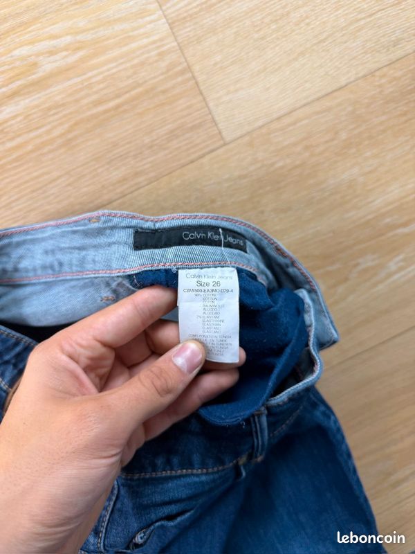 Jean CK Calvin Klein femme W26 FR36 coupe slim bleu délavé NK5 (image 6)