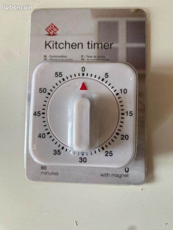 Minuteur De Cuisine Vintage Jaz - 60 Minutes - Mécanique Blanc/gris - Neuf De Stock