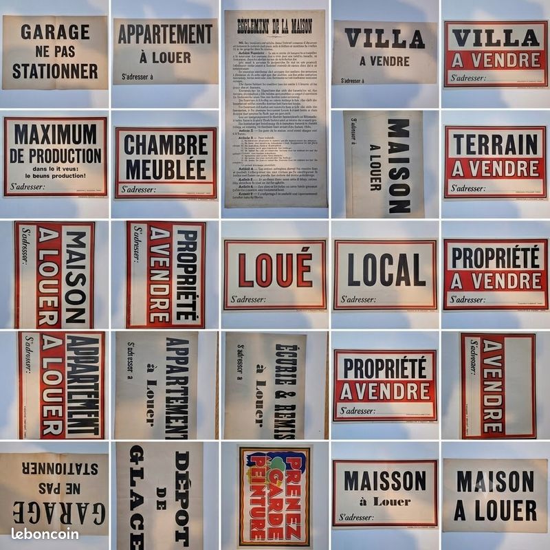Lot exceptionnel et rare de 29 affiches différentes vintage authentiques - Signalétique ancienne (image 6)