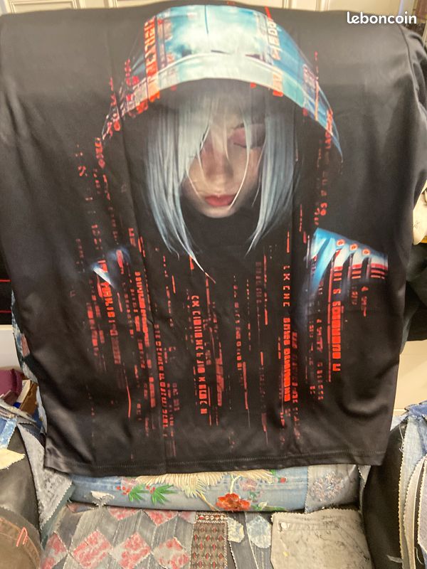T-shirt imprimé fille cyberpunk casquette néons neuf - taille XL - polyester manches courtes, motif urbain futuriste intégral, léger et respirant (image 9)
