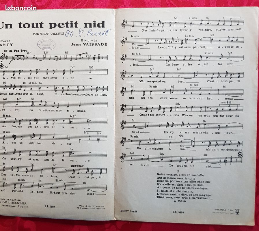 Partition chanson de Rina ketty "un tout petit nid" (image 2)