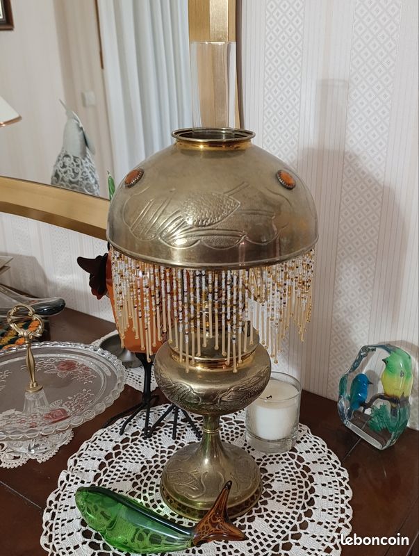 Lampe de table vintage années 70 – Style lampe à huile avec pampilles (image 1)