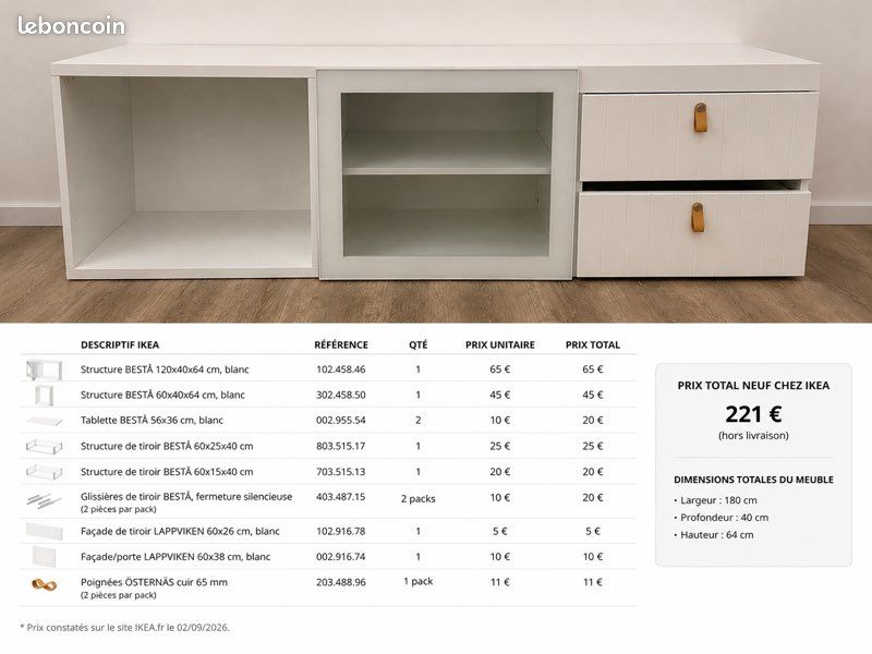 Meuble BESTA IKEA en 180cm (image 2)