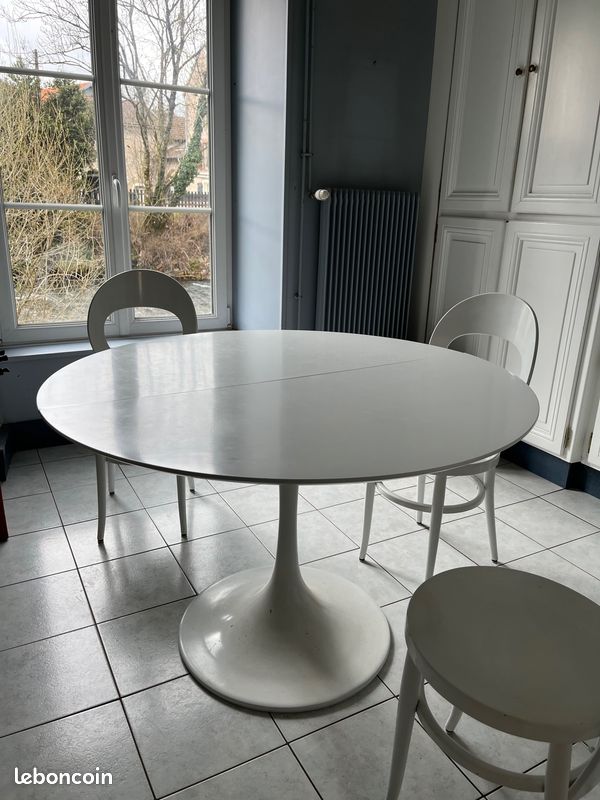 Ensemble Table et chaise - Blanc laqué (image 1)
