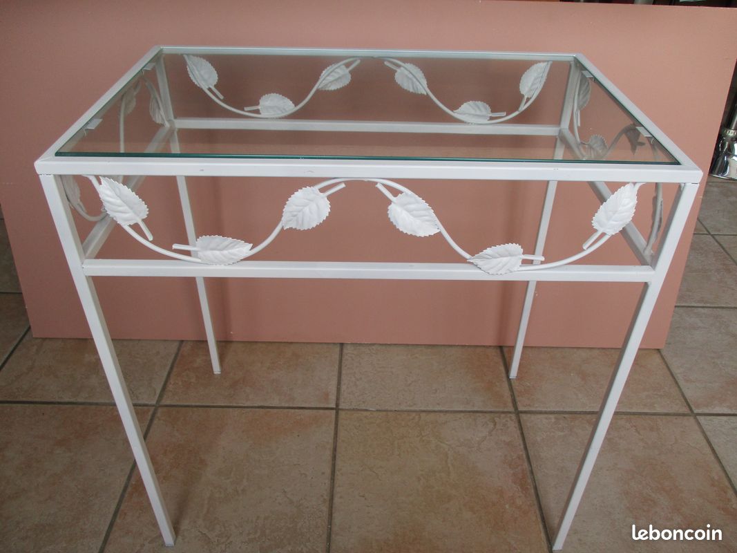Tablette en fer forgé et verre (image 2)
