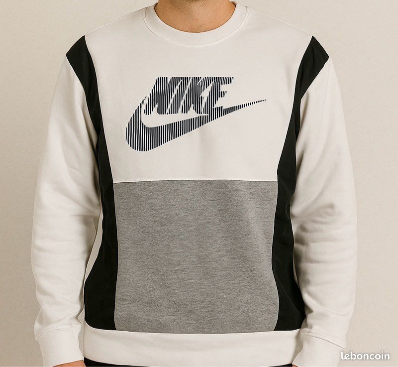 Sweat Nike Swoosh blanc/gris Taille M neuf Homme Hoodie Pull