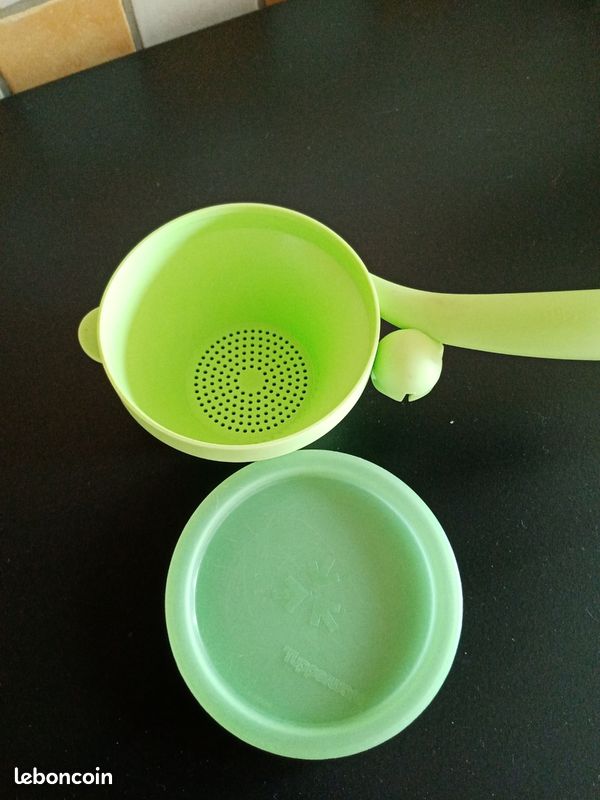 Passoire Tupperware Vintage Vert Et Rose - Ustensile De Cuisine Plastique