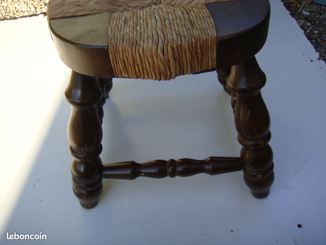 Tabouret paille+bois (image 3)