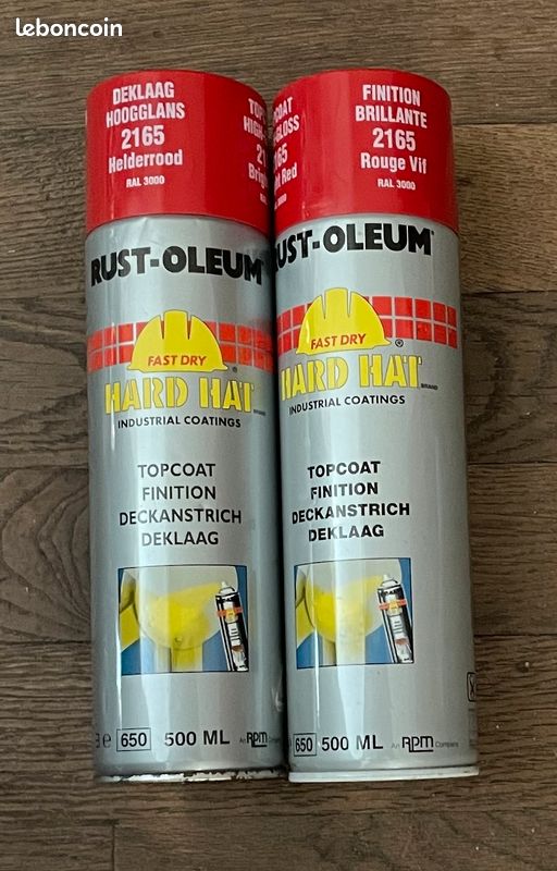 2 bombes de peinture anti-rouille rusto oléum rouge (image 1)
