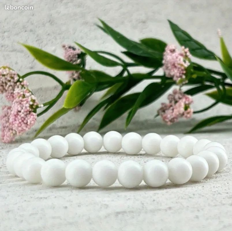 Bracelet pierre agate blanche mat (image 1)