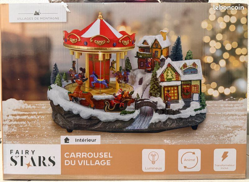 Carrousel Du Village De Noël,Carrousel De Noël | Carrousel Traditionnel Festif En Acrylique 2D - Maison De Village De Noël, Carrousel Rond De Noël, Décorations De Table Pour L'intérieur