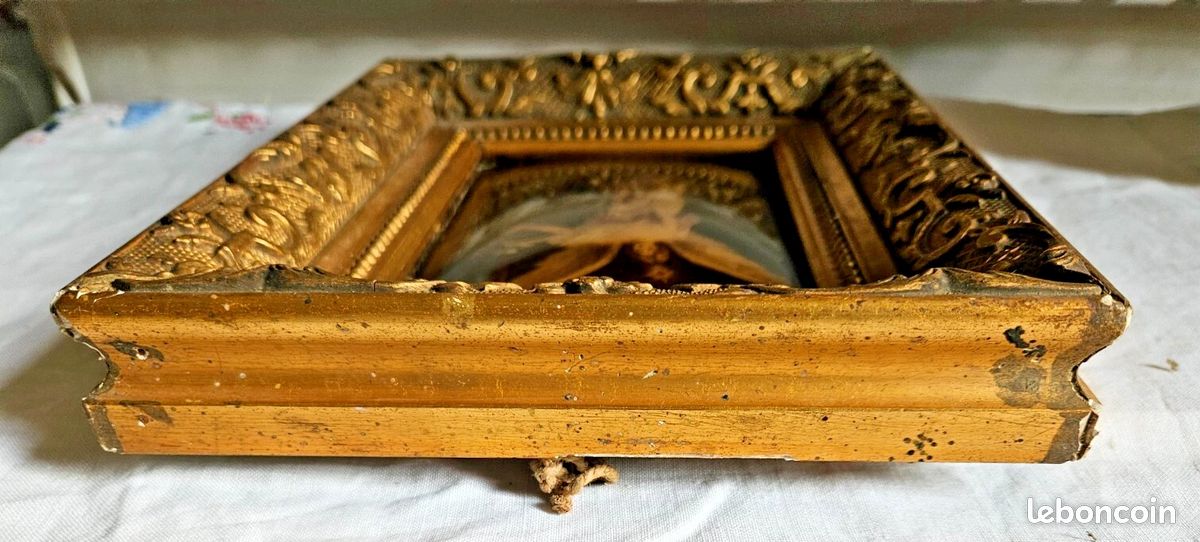 Cadre - Bois doré, verre - avec image religieuse