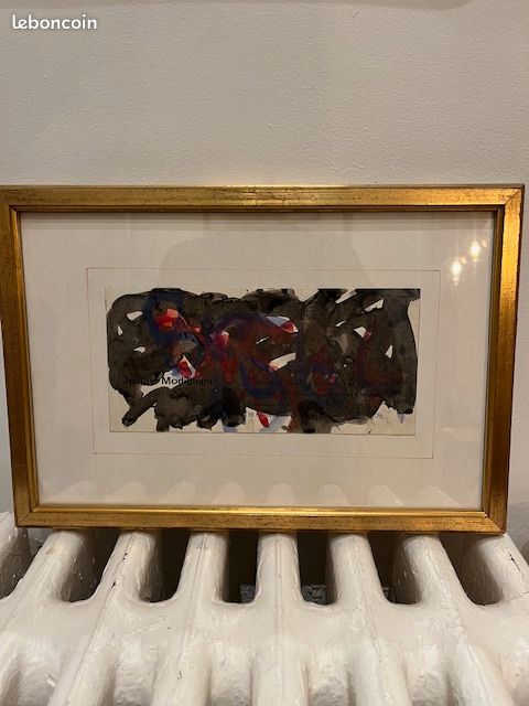 Jeanne modiglani – technique mixte sur papier – encadrée sous verre (image 1)