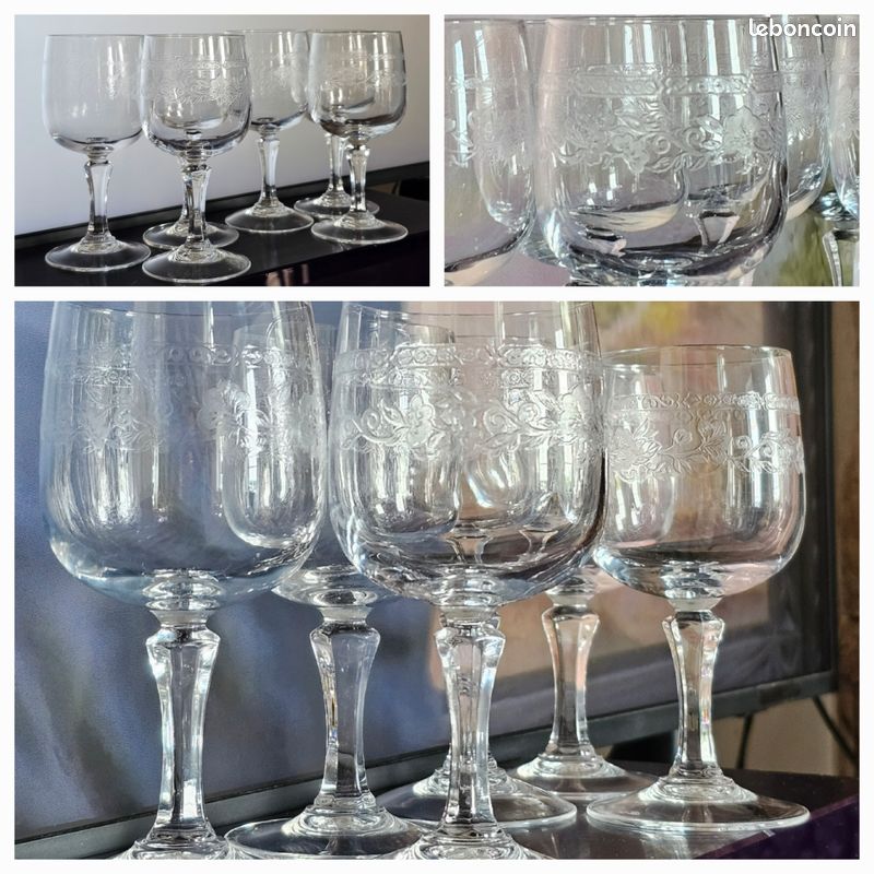 Série De 6 Verres à Whisky En Cristal D’Arques - Modèle Matignon Gravé - Hauteur 9 Cm