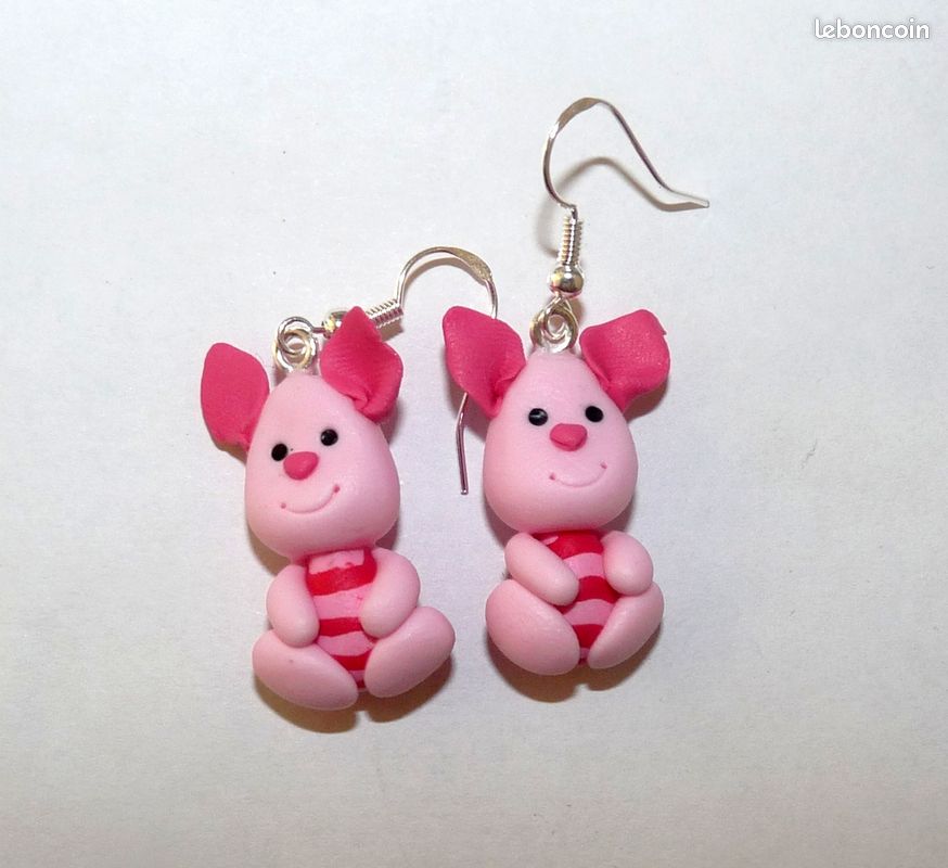 Boucles d'oreilles fimo Porcinet (port offert) (image 1)