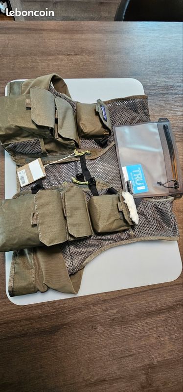 Gilet De Pêche à La Mouche Patagonia - Taille XL - Kaki, Maille, Multi-poches - Très Bon État