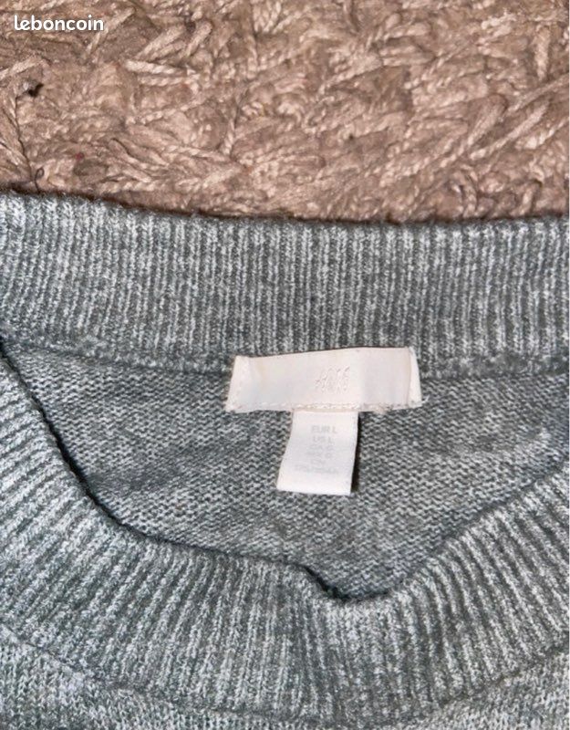 Pull de Marque H&M, Vert, Avec inscription Perle incrusté, Taille