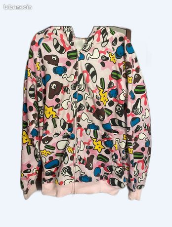 Sweat à Capuche A Bathing Ape Vintage 2005 Animal Kingdom - Bleu, Taille 4XL, Occasion TBE