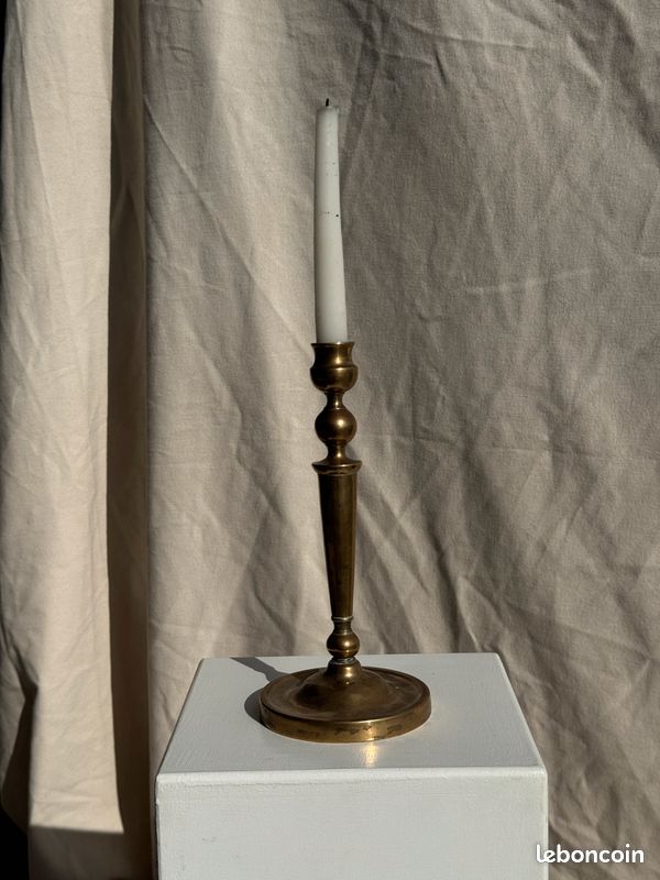 Grand bougoir doré en laiton forme classique H17 D13,5 (image 14)