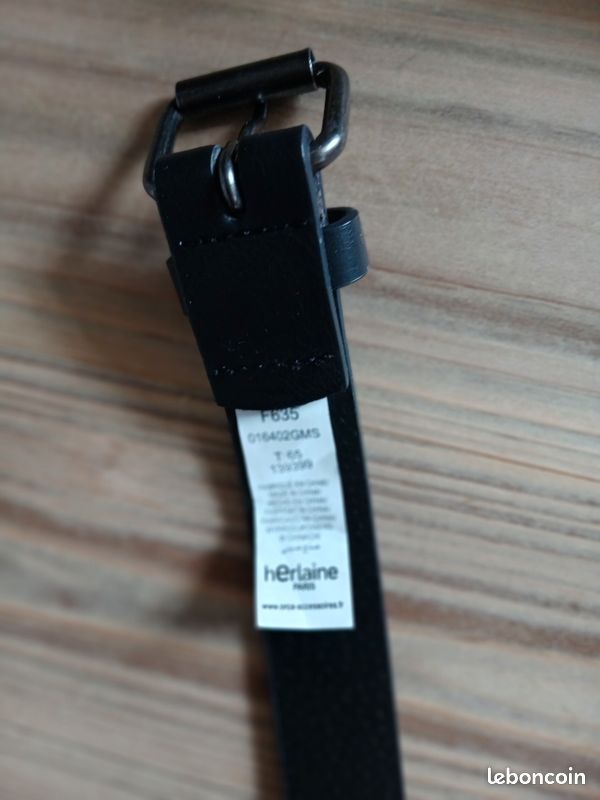 Ceinture simili cuir 5 trous 65 cm noir - Herlaine (image 4)