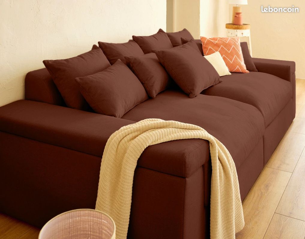 SERGIO - Canapé 4 places - assise profonde - en tissu - terracotta (image 4)