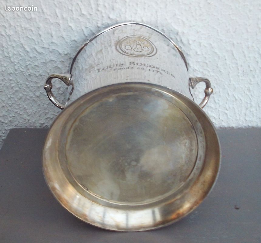 Ancien seau à Champagne / Seau à glace / rafraîchisseur Louis Roederer métal argenté - Arts de la table